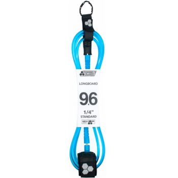 CHANNEL ISLAND HEX CORD LEASH 9'6" STANDARD FLO BLUE