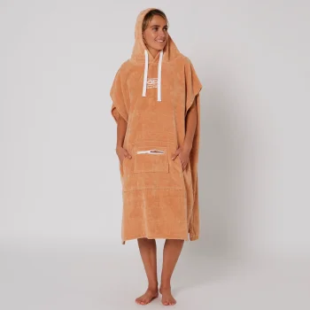 OCEAN & EARTH LADIES HOODED PONCHO IN SPUGNA DONNA CLAY