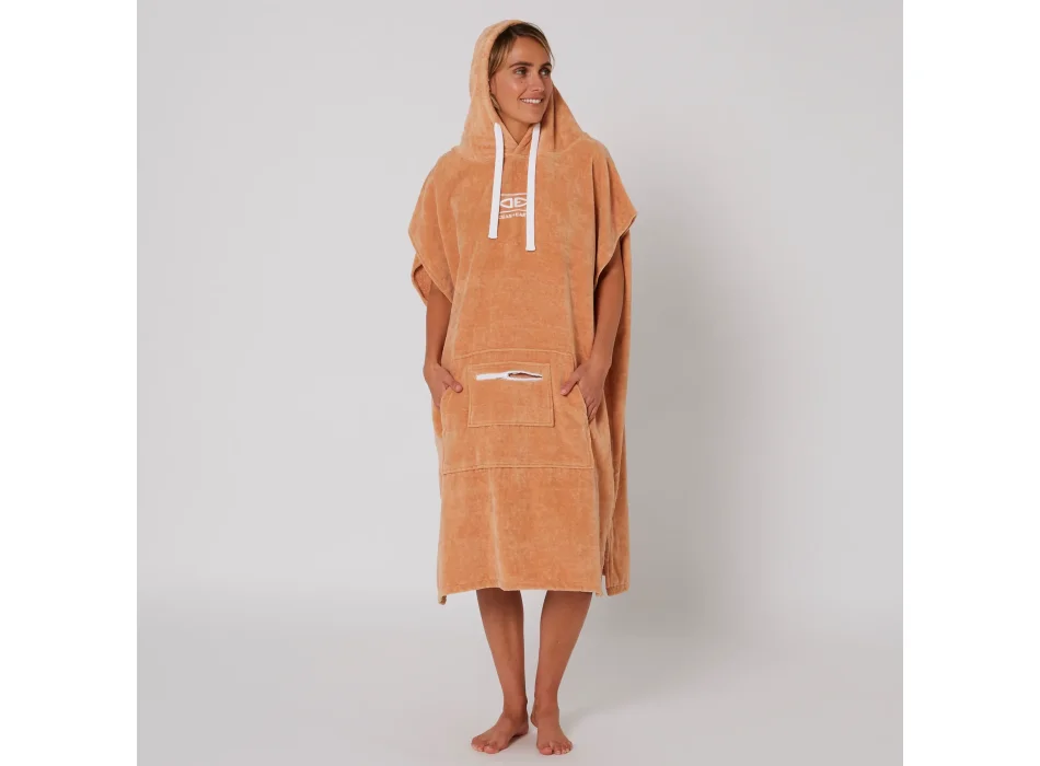 OCEAN & EARTH LADIES HOODED PONCHO IN SPUGNA DONNA CLAY