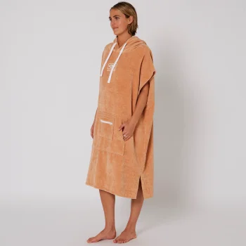 OCEAN & EARTH LADIES HOODED PONCHO IN SPUGNA DONNA CLAY