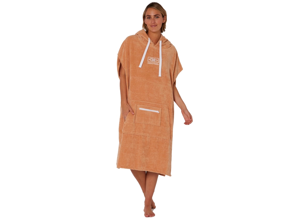 OCEAN & EARTH LADIES HOODED PONCHO IN SPUGNA DONNA CLAY