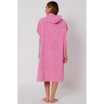 OCEAN & EARTH LADIES HOODED PONCHO IN SPUGNA DONNA MUSK PINK