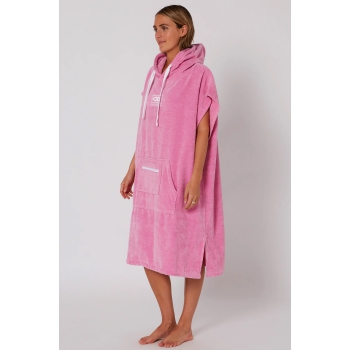 OCEAN & EARTH LADIES HOODED PONCHO IN SPUGNA DONNA MUSK PINK