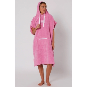 OCEAN & EARTH LADIES HOODED PONCHO IN SPUGNA DONNA MUSK PINK