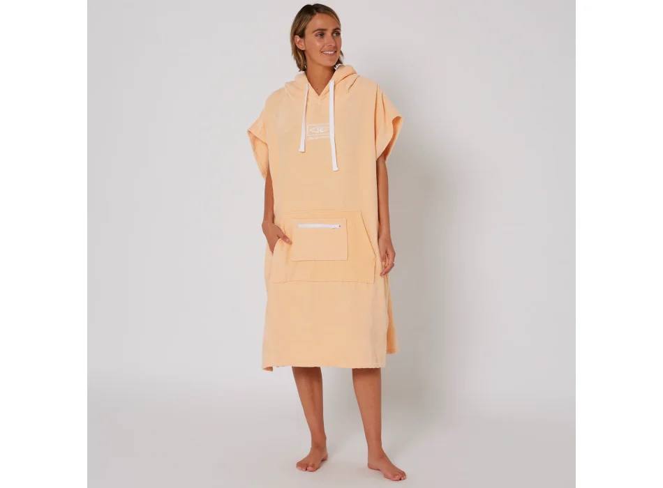 OCEAN & EARTH LADIES HOODED PONCHO IN SPUGNA DONNA PEACH