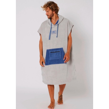 OCEAN & EARTH PONCHO IN SPUGNA LIGHT GREY