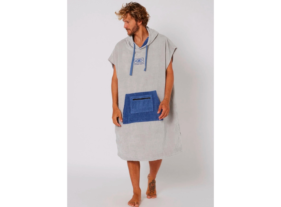 OCEAN & EARTH PONCHO IN SPUGNA LIGHT GREY