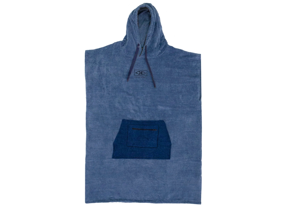 OCEAN & EARTH PONCHO IN SPUGNA STEEL BLUE