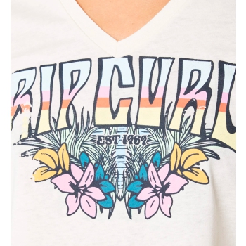 RIP CURL BLOCK PARTY V TEE DONNA OFF WHITE