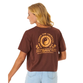 RIP CURL CELESTIAL SUN HERITAGE CROP TEE DONNA BROWN