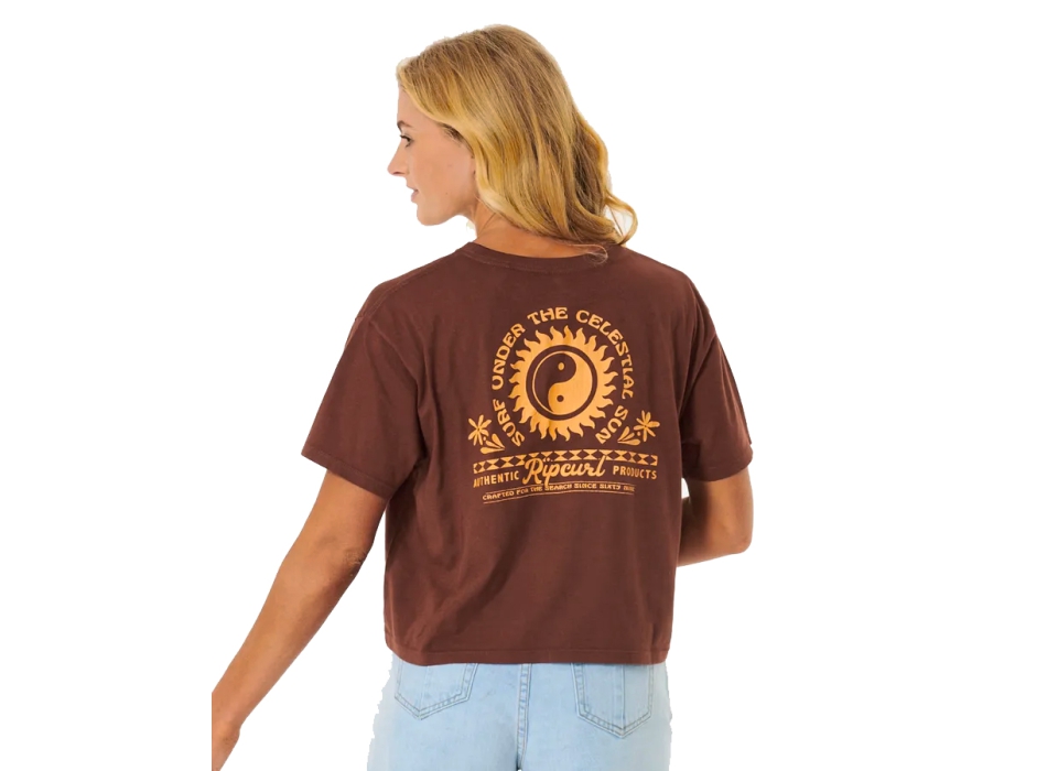 RIP CURL CELESTIAL SUN HERITAGE CROP TEE DONNA BROWN