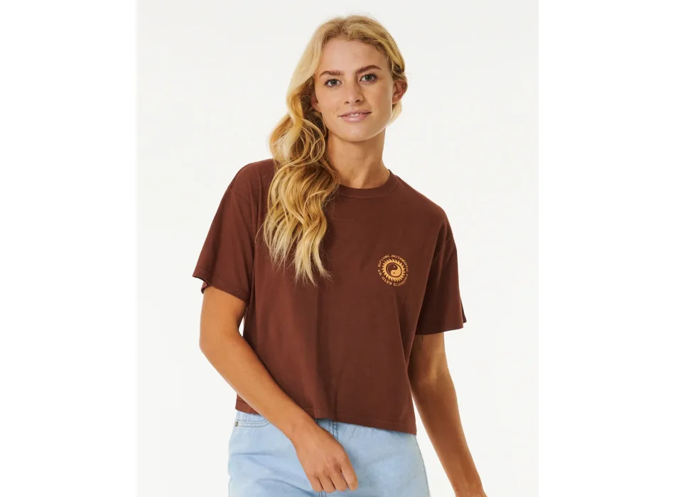 RIP CURL CELESTIAL SUN HERITAGE CROP TEE DONNA BROWN