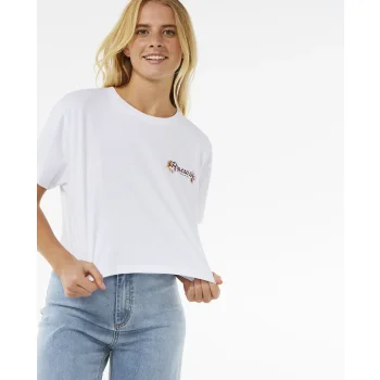 RIP CURL DANCING CROP T-SHIRT DONNA WHITE