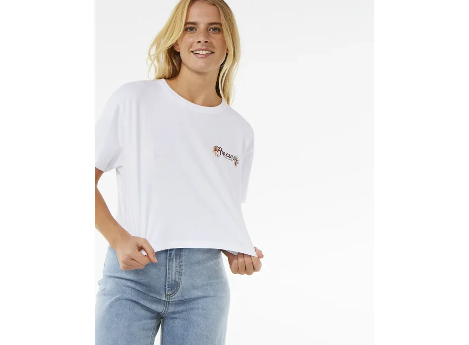 RIP CURL DANCING CROP T-SHIRT DONNA WHITE