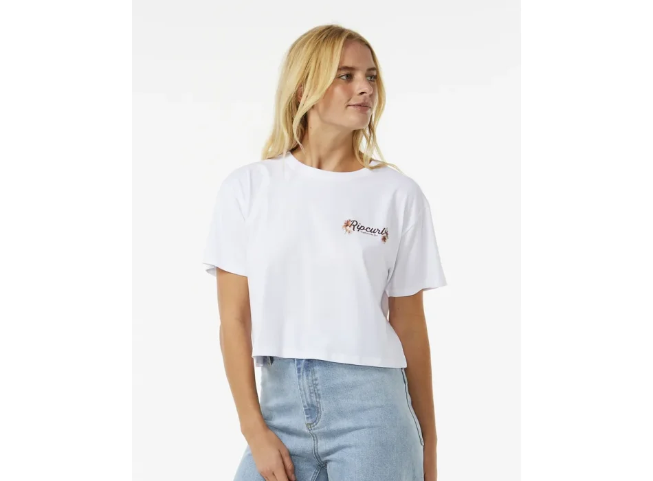 RIP CURL DANCING CROP T-SHIRT DONNA WHITE