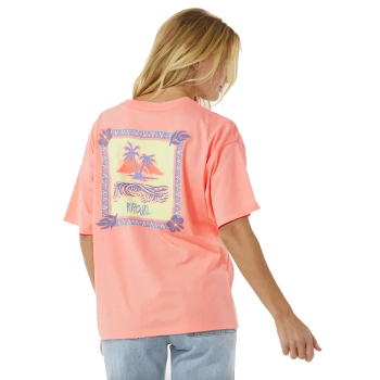 RIP CURL ISLAND TEE T-SHIRT DONNA BRIGHT PEACH