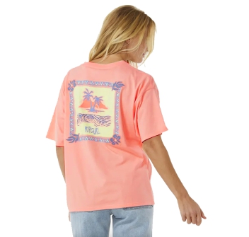 RIP CURL ISLAND TEE T-SHIRT DONNA BRIGHT PEACH