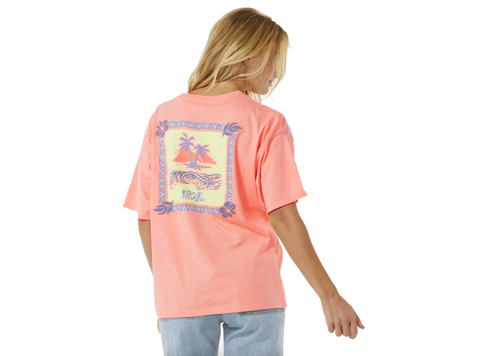 RIP CURL ISLAND TEE T-SHIRT DONNA BRIGHT PEACH