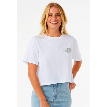 RIP CURL ROLLING CURL CROP TEE DONNA OPTICAL WHITE