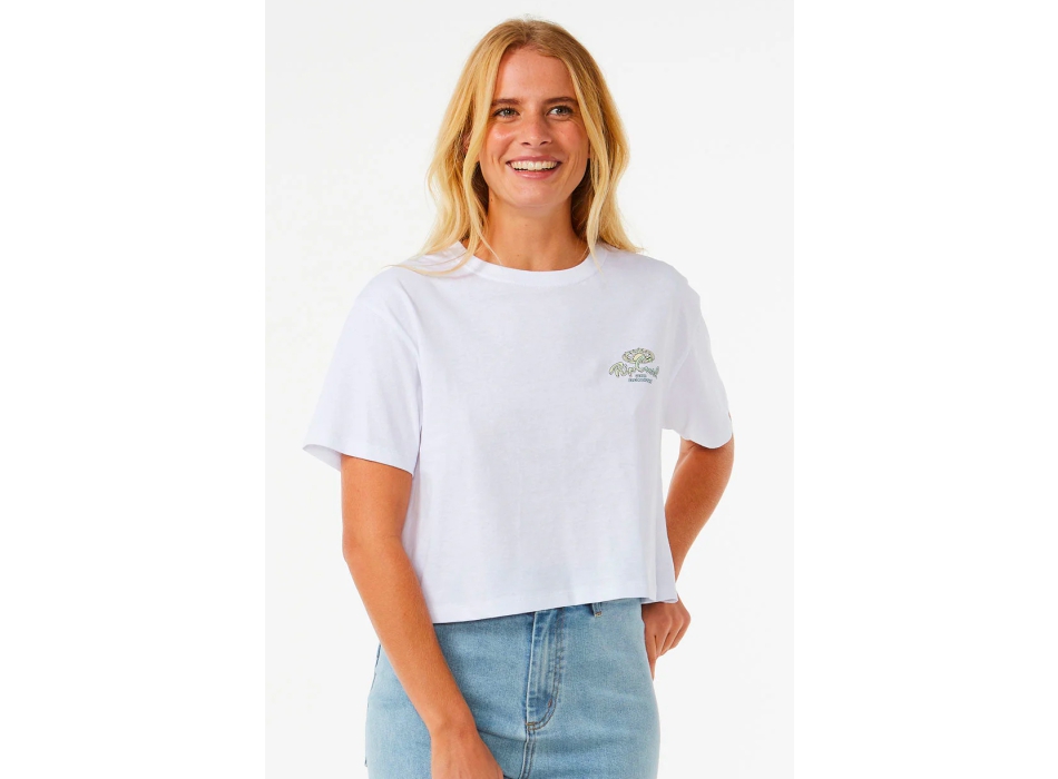 RIP CURL ROLLING CURL CROP TEE DONNA OPTICAL WHITE