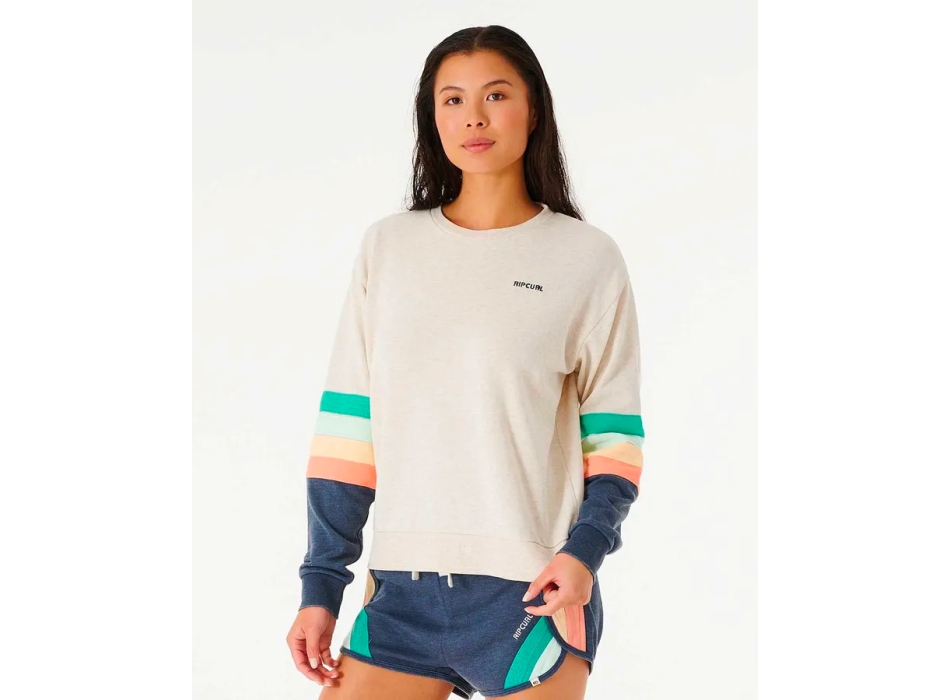 RIP CURL SURFBREAK CREW FELPA GIROCOLLO OATMEAL MARLE