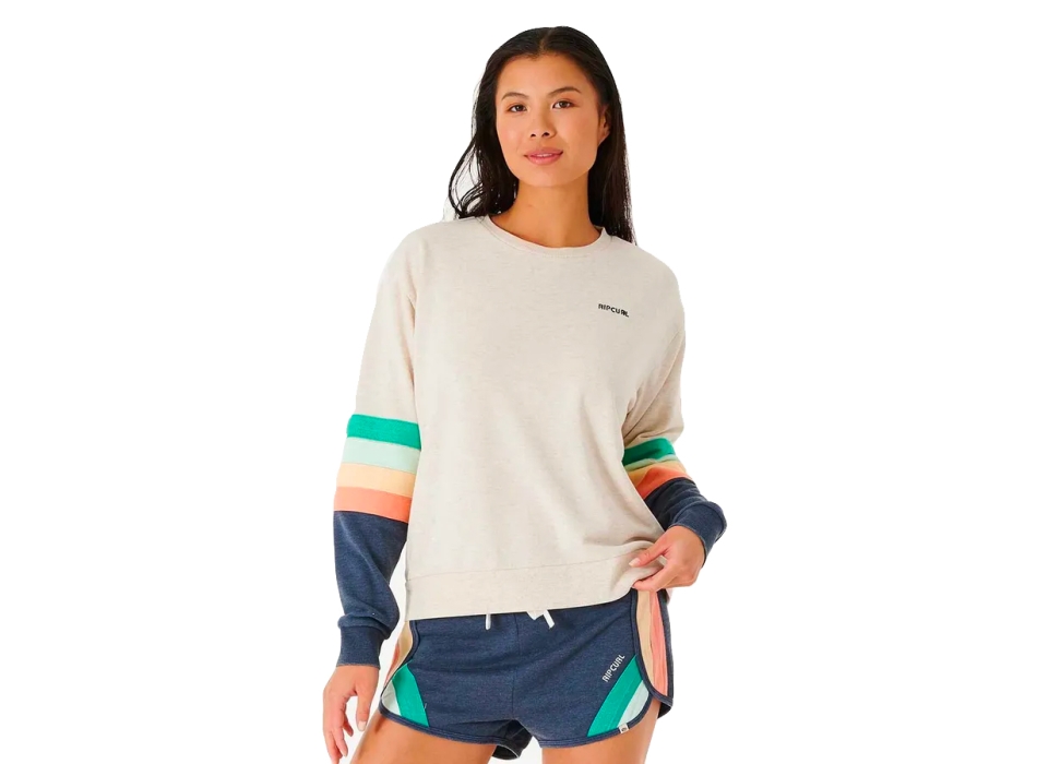 RIP CURL SURFBREAK CREW FELPA GIROCOLLO OATMEAL MARLE